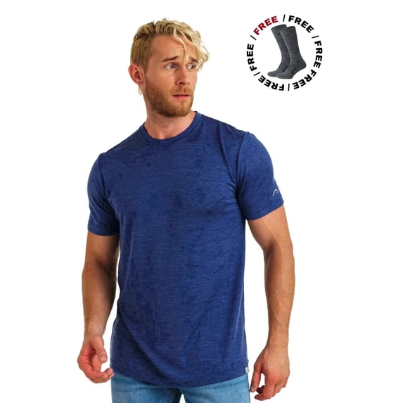 Merino.tech Menβs 100% Merino Wool Lightweight T Shirt ππ»π°πΉππ±π²π Hiking Socks