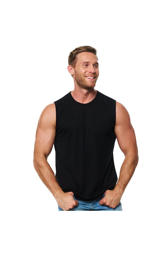 Merino.tech Mens Tank Top - Merino Wool Tank, Black - L