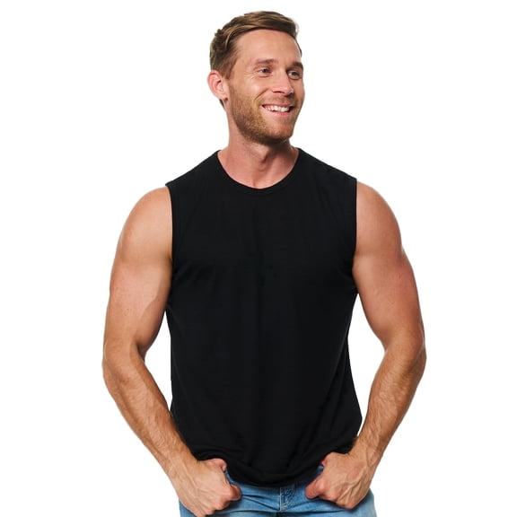 Merino.tech Men's Merino Wool Tank Top, Black, Size L