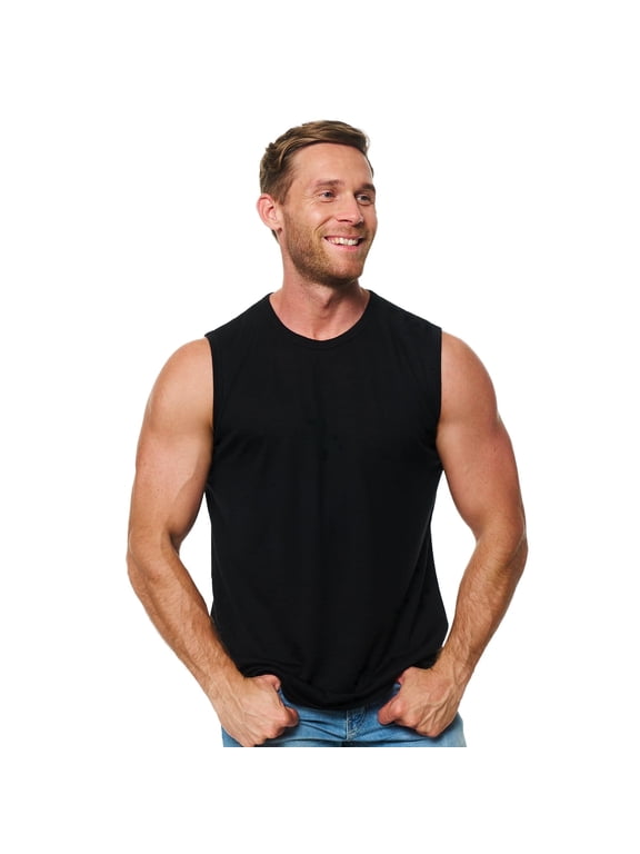 Merino.tech Men's Merino Wool Tank Top, Black, Size L