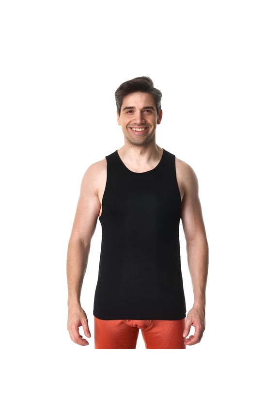 Merino.tech Men's Merino Wool Tank Top, Black, Size S