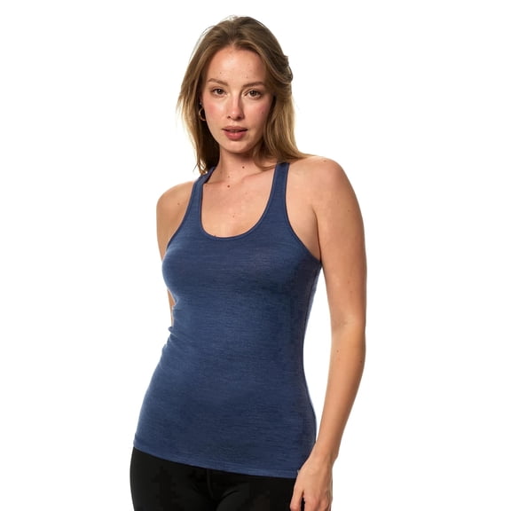 Merino.tech Women's Merino Wool Racerback Tank Top, Windsor Blue, Size S