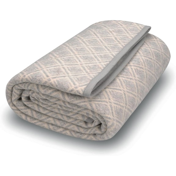 Merino Wool Throw Blanket Soft Warm Thick Washable Plaid Grey 79 x 63 Inches