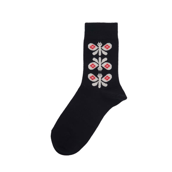 Merino Wool Unisex Socks 35-39 Medium Butterfly Black Comfortable Soft All Year Use Swedish Design by Bengt & Lotta