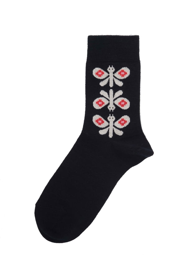 Merino Wool Unisex Socks 35-39 Medium Butterfly Black Comfortable Soft All Year Use Swedish Design by Bengt & Lotta