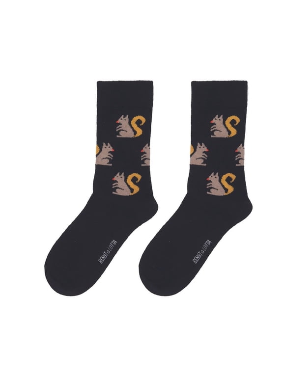 Merino Wool Unisex Socks 35-39 Small SQUIRREL Black Comfortable Soft All Year Use Swedish Design by Bengt & Lotta