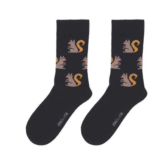 Merino Wool Unisex Socks 40-45 Large SQUIRREL Black Comfortable Soft All Year Use Swedish Design by Bengt & Lotta
