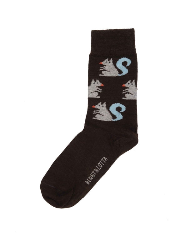Merino Wool Woman Socks 35-39 - Small Brown Squirrel Comfortable Soft All Year Use Swedish Design Socks by Bengt & Lotta