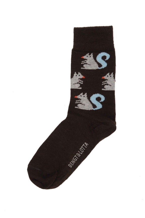 Merino Wool Woman Socks 35-39 - Small Brown Squirrel Comfortable Soft All Year Use Swedish Design Socks by Bengt & Lotta