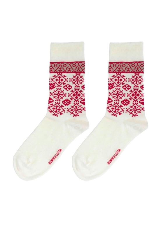 Merino Wool Woman Socks 40-45 Large FJALLNAS Off-White Comfortable Soft All Year Use Swedish Design by Bengt & Lotta
