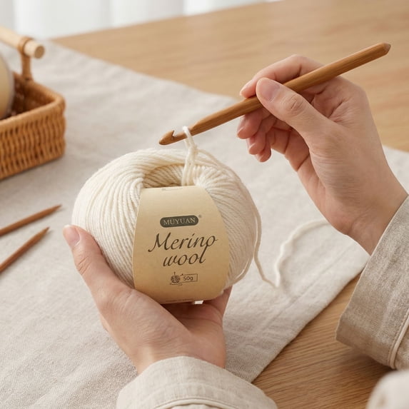Merino Wool Yarn 50g Ball, Soft Natural Fiber Blend for Knitting & Crochet, Premium Craft Thread for Sweaters Scarves, Heirloom Quality DIY Yarn