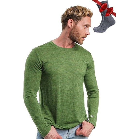 ππ₯πππ§πππππ Menβs Lightweight Merino Wool Thermal Base Layer Shirt with Hiking Socks - Merino.tech