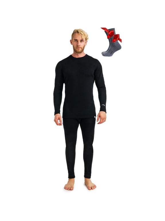 Merino.tech Merino Wool Base Layer Mens Set - Heavyweight, Midweight, Lite Merino Wool Thermal Underwear For Men Top, Bottom XX-Large, 320 Black