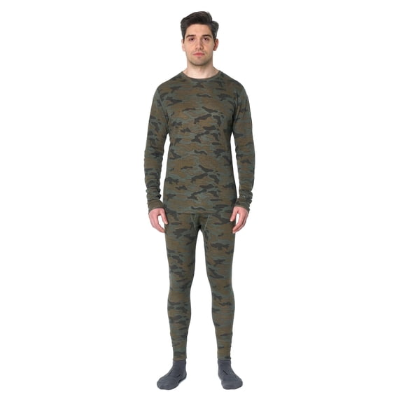 Merino.tech Menβs 100% Merino Wool Midweight Base Layer Top and Bottom Set Includes ππΌπ»ππ Hiking Socks