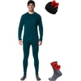 thumbnail image 1 of Merino.tech Men’s Base Layer Set - 𝗠𝗶𝗱𝘄𝗲𝗶𝗴𝗵𝘁 Merino Wool Top and Bottom with Merino Sox and Beanie Included, 3XL - Deep Teal, 1 of 12