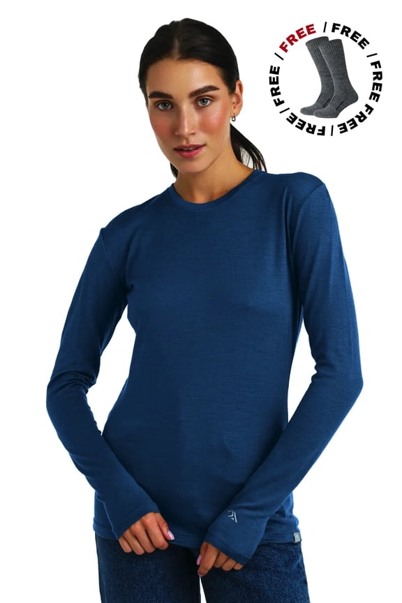 Merino.tech Merino Wool Base Layer Women - 100% Merino Wool Heavyweight, Midweight, Lite Long Sleeve Thermal Shirt and Socks