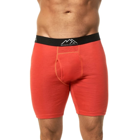 𝗕𝗥𝗘𝗔𝗧𝗛𝗔𝗕𝗟𝗘 𝗖𝗢𝗠𝗙𝗢𝗥𝗧 Merino Wool Boxer Briefs for Men - Dry Fit Sports Underwear Base Layer (Red 1 Pack, Medium) - Merino.tech