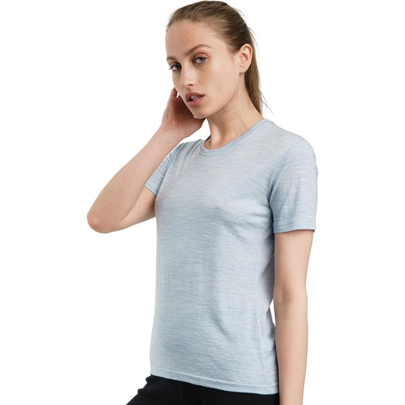 Merino.tech Women's Short Sleeve T-Shirt - 𝗕𝗿𝗲𝗮𝘁𝗵𝗮𝗯𝗹𝗲 Merino Wool Tee, XL - Iceberg