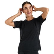 Merino.tech Womens Merino Wool Crew Neck Short Sleeve T-Shirt, Ebony Gray, Size M