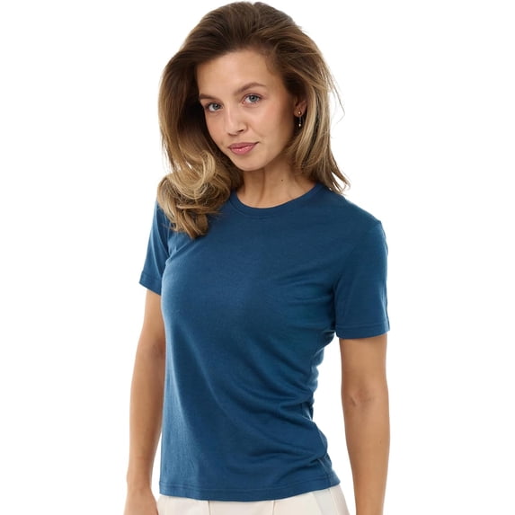 Merino.tech Womenโs 100% Merino Wool T Shirt Lightweight ๐๐ฟ๐ฒ๐ฎ๐๐ต๐ฎ๐ฏ๐น๐ฒ Short Sleeve Base Layer Tee for Travel Hiking and Everyday Wear