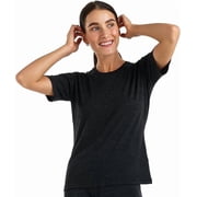 Merino.tech Womens Merino Wool Crew Neck Short Sleeve T-Shirt, Ebony Gray, Size M