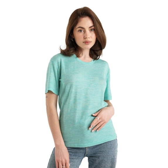 Merino.tech Women's Short Sleeve T-Shirt - 𝗕𝗿𝗲𝗮𝘁𝗵𝗮𝗯𝗹𝗲 Merino Wool Tee, S - Light Teal