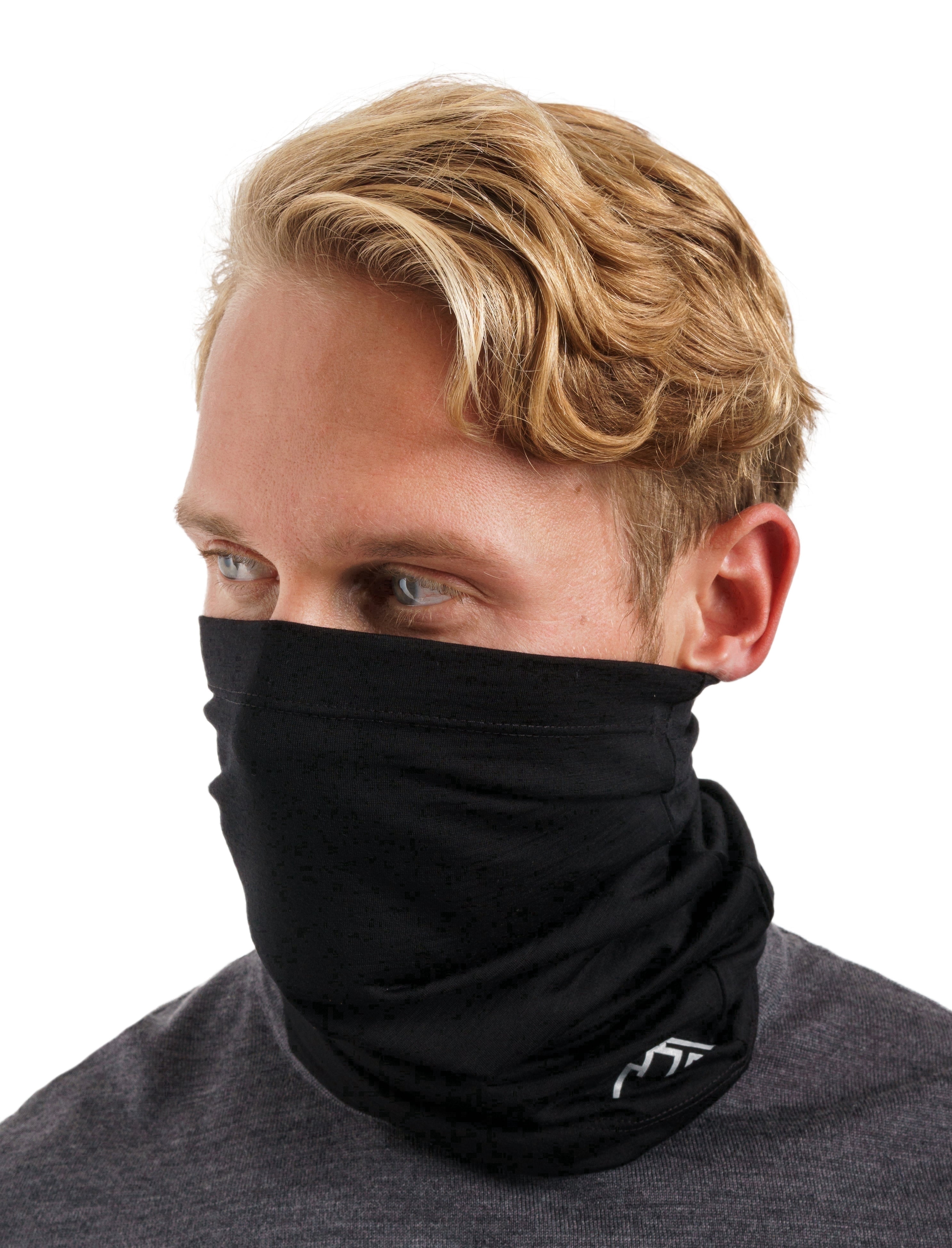 Merino.tech Neck Gaiter - 𝗦𝗼𝗳𝘁 Merino Wool Face Cover for Men and Women, Black - Single