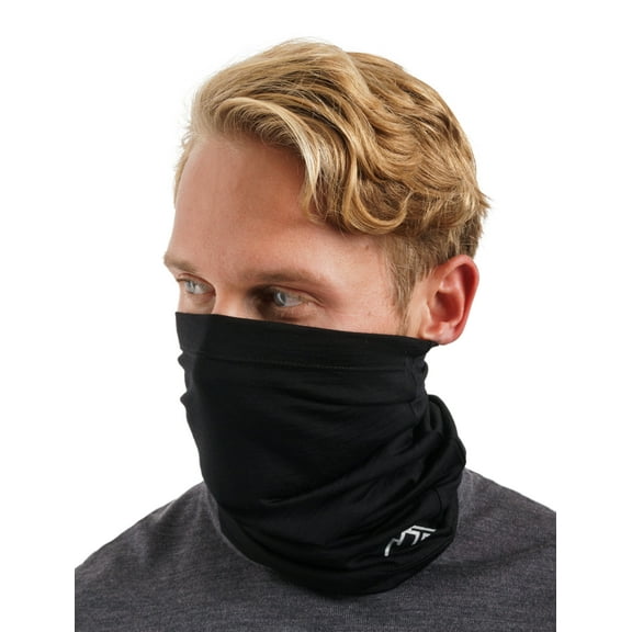 Merino.tech Merino Wool Ski Neck Gaiter - Face Mask Neck Warmer for Men & Women (Black)