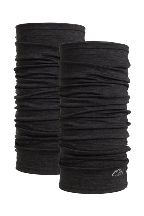Merino.tech Merino Wool Ski Neck Gaiter - Face Mask Neck Warmer for Men & Women (Heathered Black Pack of 2)