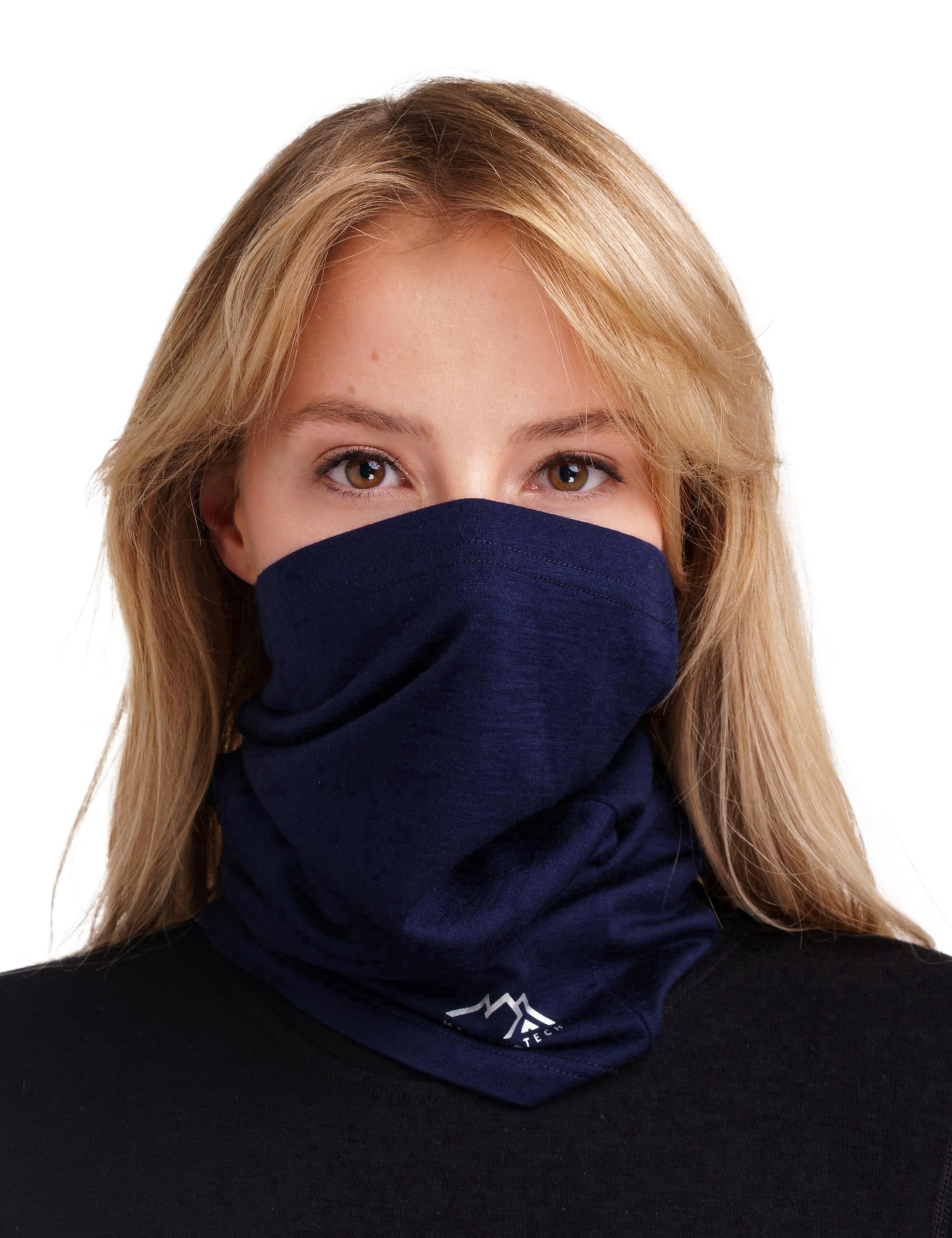 Merino.tech Merino Wool Ski Neck Gaiter - Face Mask Neck Warmer for Men & Women (Navy Blue)