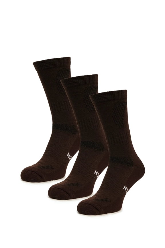 Merino.tech Merino Wool Socks for Women And Men - Merino Wool Hiking Socks Crew Style (Brown Pack of 3, 13-16)