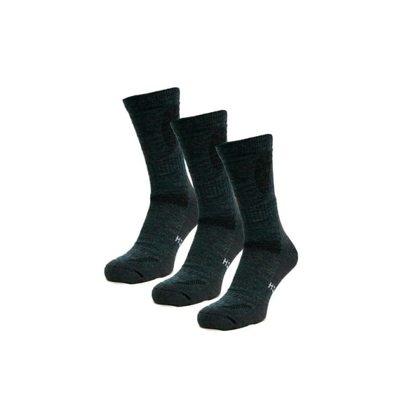 Merino.tech Merino Wool Socks for Women And Men - Merino Wool Hiking Socks Crew Style (Dark Green Pack of 3, 4-8)