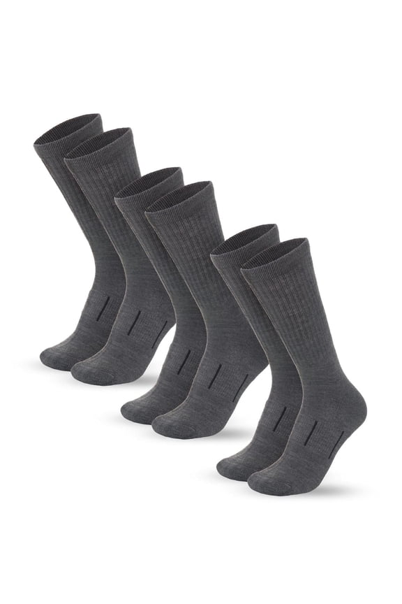 Merino.tech Merino Wool Hiking Socks for Men and Women 𝗖𝗿𝗲𝘄 Socks (Dark Grey Pack of 3, 13-16)