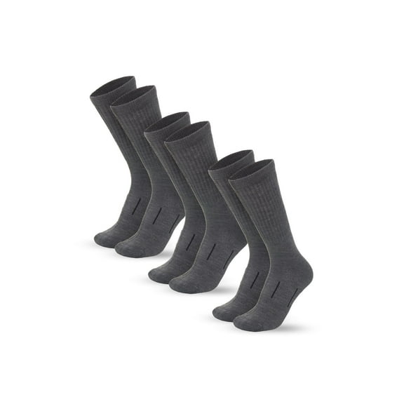 Merino.tech Merino Wool Socks for Women And Men - Merino Wool Hiking Socks Crew Style (Dark Grey Pack of 3, 4-8)
