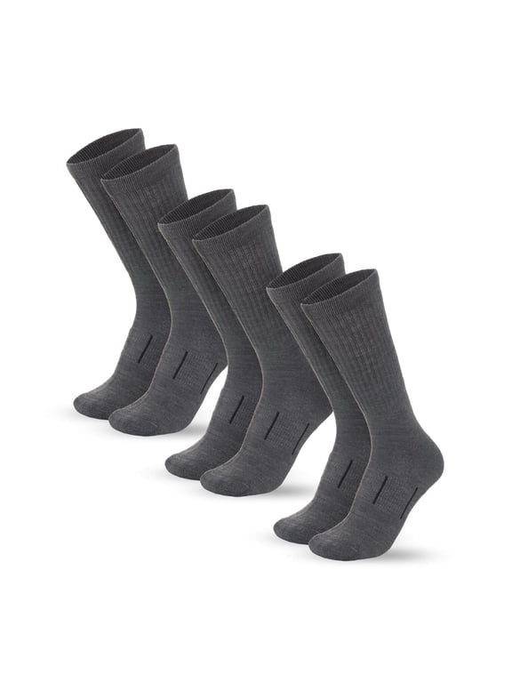 Merino.tech Merino Wool Hiking Socks for Men and Women 𝗖𝗿𝗲𝘄 Socks (Dark Grey Pack of 3, 9-12)