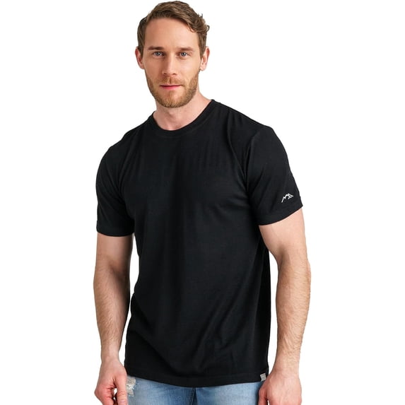 Merino.tech Men's Short Sleeve T-Shirt - ππΆπ΄π΅πππ²πΆπ΄π΅π Merino Wool Tee, Heat Black - 2XL