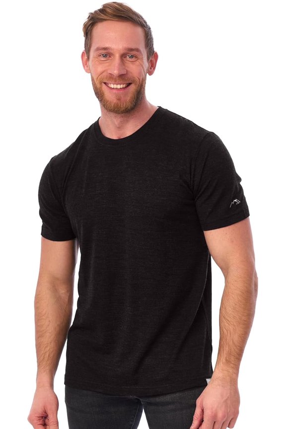 Merino.tech Men's Merino Wool Short Sleeve T-Shirt with Socks, Charcoal, Size L