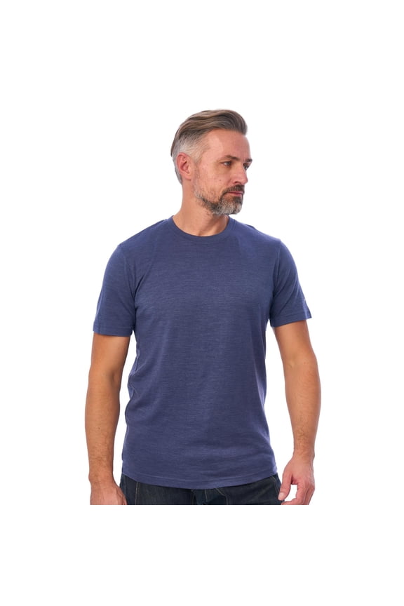 Merino.tech Men's Short Sleeve T-Shirt - 𝗟𝗶𝗴𝗵𝘁𝘄𝗲𝗶𝗴𝗵𝘁 Merino Wool Tee, Navy Blue - S