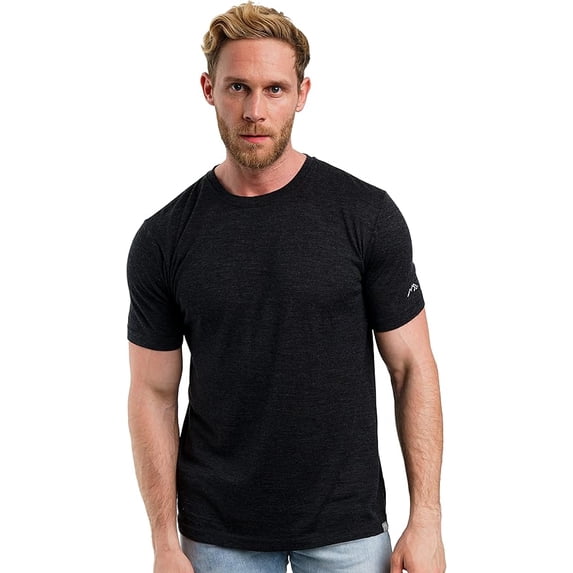Merino.tech Men's Short Sleeve T-Shirt - ππΆπ΄π΅πππ²πΆπ΄π΅π Merino Wool Tee, Heathered Black - S