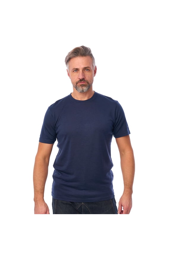 Merino.tech Men's Merino Wool Short Sleeve T-Shirt, Deep Navy, Size M