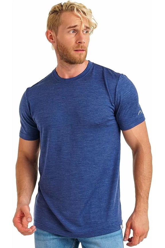 Merino.tech Men's Merino Wool Short Sleeve T-Shirt, Windsor Blue, Size XL