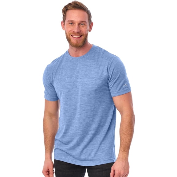 Merino.tech Men's Merino Wool Short Sleeve T-Shirt, Woodland Grey Blue, Size L