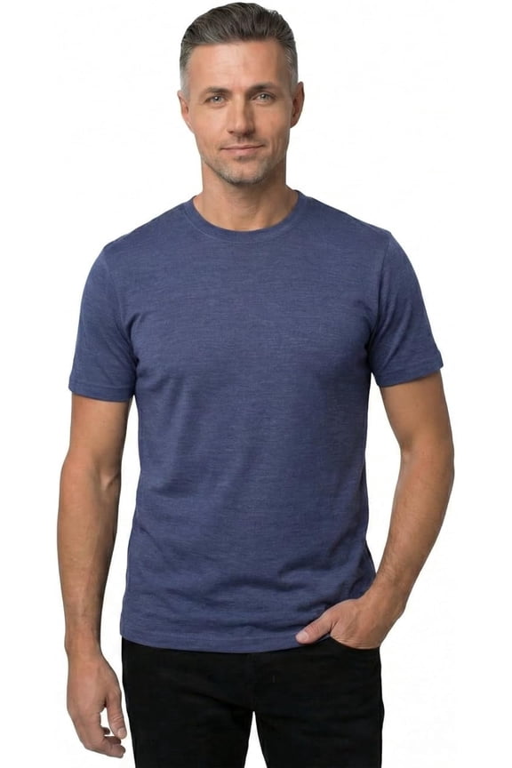 Merino.tech Men's Merino Wool Short Sleeve T-Shirt, Navy Blue, Size XL