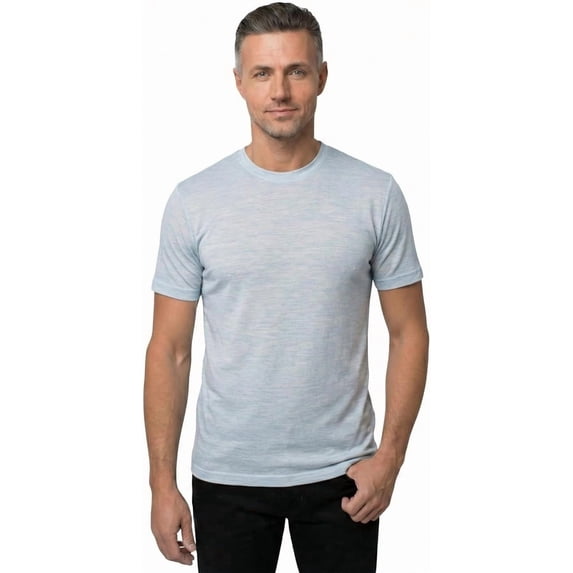 Merino.tech Men's Short Sleeve T-Shirt - ππΆπ΄π΅πππ²πΆπ΄π΅π Merino Wool Tee, Cloud - XL