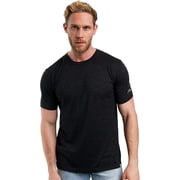 Merino.tech Men's Merino Wool Short Sleeve T-Shirt, Heathered Black, Size M