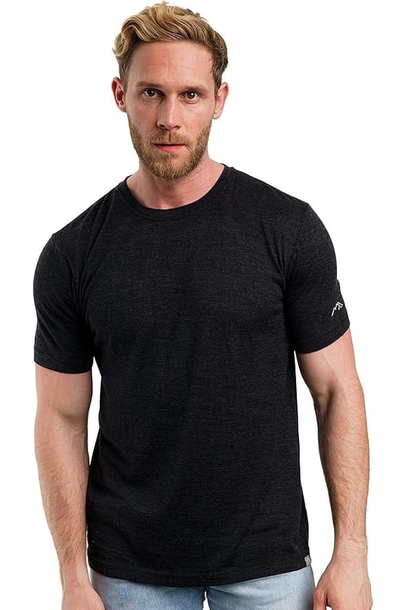 Merino.tech Men's Merino Wool Short Sleeve T-Shirt with Socks, Heathered Black, Size M