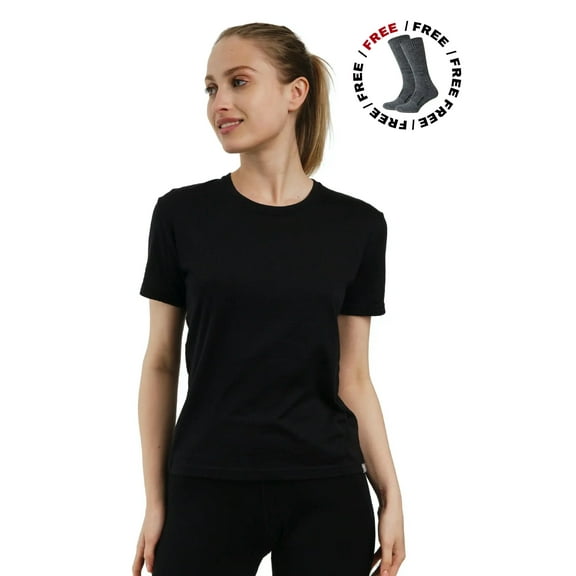 Merino.tech Merino Wool T Shirt Women - 100% Merino Wool Base Layer Women Short Sleeve Moisture-Wicking Tee and Hiking Socks