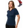 thumbnail image 1 of 𝗕𝗥𝗘𝗔𝗧𝗛𝗔𝗕𝗟𝗘 Women’s Merino Wool Short Sleeve T-Shirt with  Included Hiking Socks - Merino.tech, 1 of 10