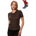 thumbnail image 1 of 𝗕𝗥𝗘𝗔𝗧𝗛𝗔𝗕𝗟𝗘 Women’s Merino Wool Crew Neck Short Sleeve T-Shirt - Includes Hiking Socks - Merino.tech, 1 of 10