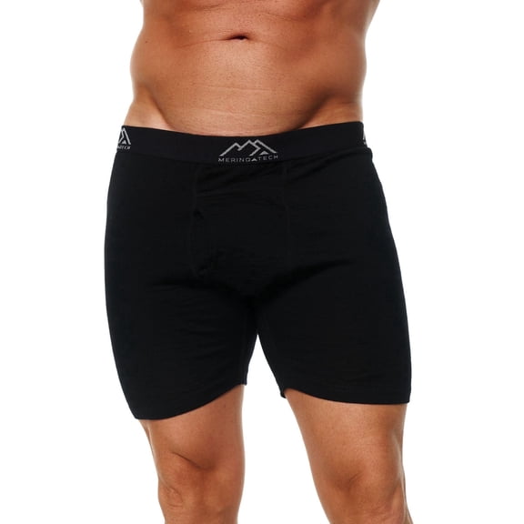 Merino.tech Men’s Merino Wool Underwear Boxer Briefs 𝗕𝗿𝗲𝗮𝘁𝗵𝗮𝗯𝗹𝗲 Base Layer (Large, 1 Pack - 190 Black Coal)